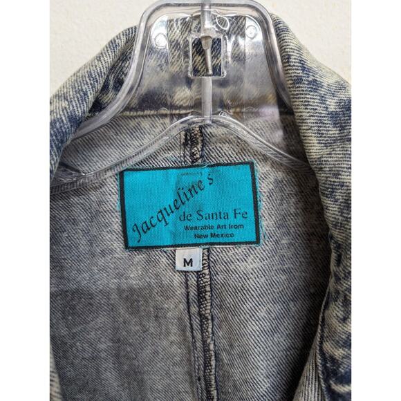 Vintage 90s Jacqueline's de Santa Fe Denim Jacket Wearble Art Puffy Paint Size M - Picture 4 of 11
